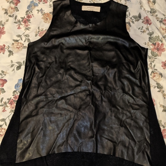 Faux Leather and Knit Top - Picture 3 of 4